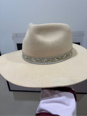 Lack Of Color Cream Wool Fedora with Olive Decorative Band